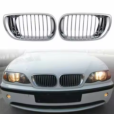 1 Pair Chrome Front Bumper Kidney Grill Fit for BMW E46 4 DOOR Sedan 320i 325i 325Xi 330i 330Xi LCI 