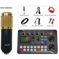 BM800 with F998 Set Compatible Live Mobile Phone Computer Sound Card External Dual Channel Live Broa