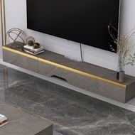 Solid Wood Hanging TV Console Wall-mounted Floating TV Console Grey TV Console TV Cabinet Back Hollo