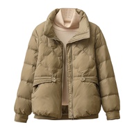 Winter Down Coat Padded Turn-down Collar Pockets Zip-up Parka Windproof Heat Retention Daily Cold We