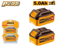 INGCO เซ็ตแบตเตอรี่ลิเทียมไอออน 20V P20S Lithium-Ion Battery Kit 20V 5.0Ah X 2 รุ่น COSLI240464