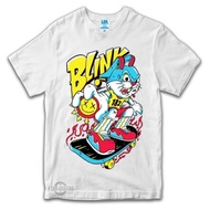 PUTIH T-shirt BLINK182 White Skate bunny Premium tshirt Blink 182 T-Shirt pop punk band Greenday Nec
