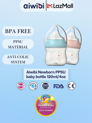 Aiwibi Premium Newborn Bottle 120ml / 4oz Heat Resistant PPSU Air Valve Anti-Choking Reduces Flatule
