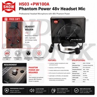 SHOW HS-03+PW-100A Headset Phantom Power Microphone [ Mic Imam Mikrofon Kepala ]