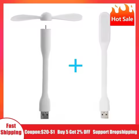 Hot Mini USB Fan Flexible Bendable Cooling Fan and USB LED Light For Humidifier & Power Bank & Noteb