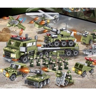 Bộ xếp hình Lego tiểu đội xe tank Lego trực thăng Lego máy bay Lego swat xanh lá