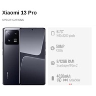 Used Xiaomi 13 Pro 5G(6.73") || 12GB+512GB || Xiaomi Malaysia Set