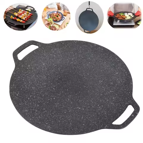 28-38CM Outdoor BBQ Grill Pan BBQ Pot Non Stick Stovetop Baking Tray Korean Roastig Grill Plate Camp
