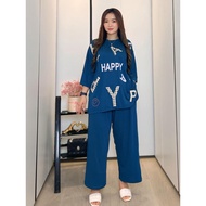 Jumbo Women's Suit LD 135 CM Trendy Oneset Casual Suit 3 Sleeve Top/4 and Long Pants Muslim Fashion 