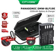 CITYORK DMW-BLF19E 2200mAh Panasonic Camera Battery & 3IN1 Charger For DMC-GH4 GH5 GH5S GH3 G9 G9LGK