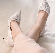 Sepatu Heels - BEAUTIFUL WHITE LACE BRIDAL SHOES EMBROIDERY WHITE WEDDING FOR WEDDING SHOES