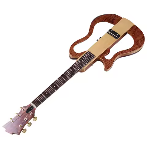 Left Hand 6 String Silence Acoustic Guitar Full Canada Maple Wood Body One Side Can Foldable Folk Si