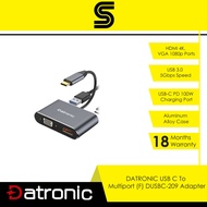 Datronic USB-C to Multiport Dock - HDMI, VGA, USB 3.0, PD 80W