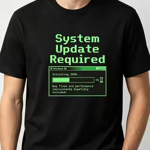 Windows 95 Retro Computer Graphic T Shirt System Update Required Vintage Tech Geek Programmer Tee Ga
