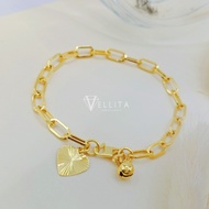 [VJ]Cop916 Bracelet "Paper Clip" S Hook 999.9 Gold Plated L:13cm - 20cm Bracelet <Gelang Tangan>