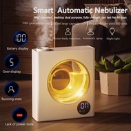 Automatic Aroma Diffuser Air Freshener Spray Smart Nebulizer Home Toilet Fragrance Hotel Essential Oil Perfume Dispenser USB Rechargeable Digital Display 5 Gear Light Induction