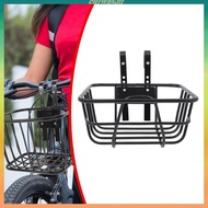 [Chiwanji1] Bike Front Handlebar Basket with Hooks 9.8x9.8x4.7inch Accessories Easily Install Men An