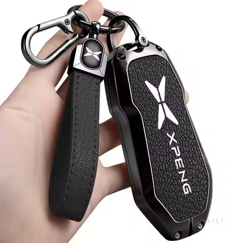 Zinc Alloy and Leather Car Key Case Cover for Xpeng X9 2024-2025, Xpeng X9 Pro Max Protective Shell 