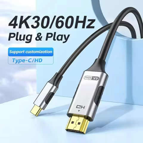 4K USB C to HDMI-compatible Cable 4K@30Hz 4K@60Hz Type C to HDMI-compatible Adapter Thunderbolt 3 Co