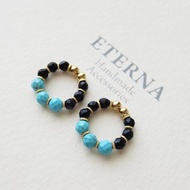 綠松石與藍砂石圈式耳夾