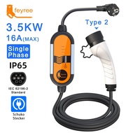 Feyree Portable EV Charger Type 2 Electric Car Charging Cable 3.5KW 7KW 11KW 5m Adjustable Current 1