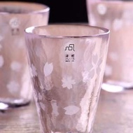 日本石塚硝子津輕手工櫻花水晶玻璃杯茶杯茶具創意杯禮品花茶杯