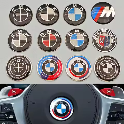 45mm Car Steering Wheel Cover Logo Emblem for BMW E30 E34 E36 E39 E46 E60 E90 F30 F10 G20 G30 X1 X2