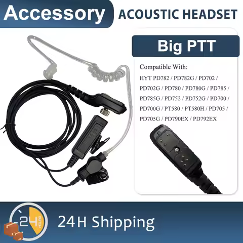 Walkie Talkie Acoustic Headset Compatible With HYT PD782 PD702G PD780G PT580H PD792EX Big PTT Air-Tu