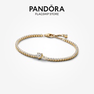 Pandora 14K Gold Plated Sparkling Heart Tennis Bracelet
