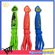 【W】3 Pcs Squid Dive Toys Pool  Throw Underwater Octopus Bath Toys with Funny  Cuttlefish for Kids