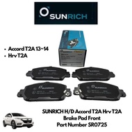 SUNRICH Honda Accord T2A Hrv T2A Brake Pad Front SR0725