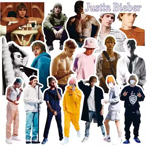 50Pcs Justin Bieber Character Stickers, Celebrity Stickers, Decorative Mobile Phone Case Wall iPad S