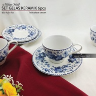 ⭐⭐⭐⭐⭐ CUCI GUDANG 6pcs Cangkir Keramik SNI 3 Motif Merk Sango Cantik Menarik Lucu Gelas Teh Kopi Sus