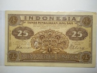 uang kertas kuno/ lama 25 sen 1945