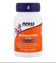 Now Foods Astaxanthin蝦青素/蝦紅素, 4毫克，60粒膠囊