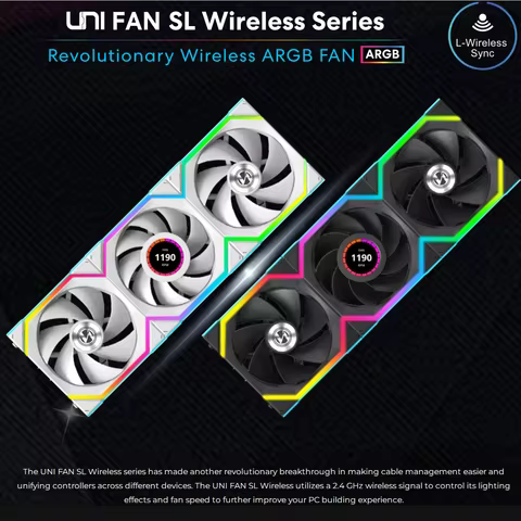 LIAN LI UNI FAN SL Wireless 120 Single Pack , Reverse Blade Triple Pack, LCD 120 Single Pack, Case f