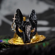 Handcrafted Genuine Leather Anubis Keychain - Mystical Keychain & Cool Keychain & Dog Keychain & Wol