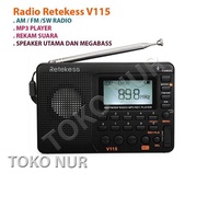 Retekess V115 Fm Am Sw Radio Usb Mp3Player Digital Recorder Ready Stock