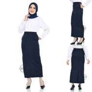 Rok Panjang Hitam Polos Model A line dan Span Pinggang Karet dan Ada Kantong Saku Wanita Bahan Dasar