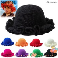BANA Women Bucket Hat, Floppy Warm Ruffle Hat, Fashion Crochet Knit Beanie Hat