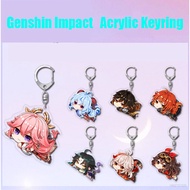 TOP Genshin Impact Keychain Anime Keyring Acrylic Cute Bag Pendant Cartoon Ayaka Nahida Key Chain Gifts HOT