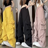 Women's Cargo Pants High Waisted Trousers With Multiple Pockets Solid Color Wide Leg 11164