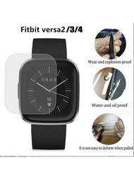 2入組手錶屏幕保護膜，防劃傷全覆蓋TPU納米軟膜，適用於Fitbit Versa 2/3/4