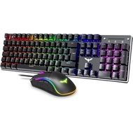 havit Wired Mechanical Gaming Keyboard and RGB Mouse Combo Set UK Layout, Blue Switch Mechanical Anti-Ghosting