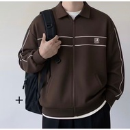 Tracktop Jacket - Tracksuit Fleece Line Stripe Fabric Unisex Men - Wanita A2