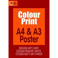 COLOUR  Printing Note Poster A3 Full Color Print Single information poster digital printing Resume