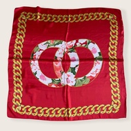 Red square scarf size 90x90.