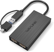 Wavlink USB C to Dual HDMI 4K@60Hz MST Adapter Splitter Support 6 Monitor display with USB3.0, Thund