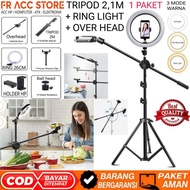 Overhead Stick Tripod HP + Tripod 2.1 Meter lampu Ring Light 1 Paket