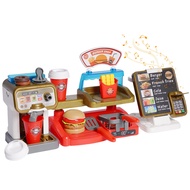 Toy Coffee Maker Pretend Role Play Burger Shop Cash Register with Sound, Kids Kitchen Pretend Play S